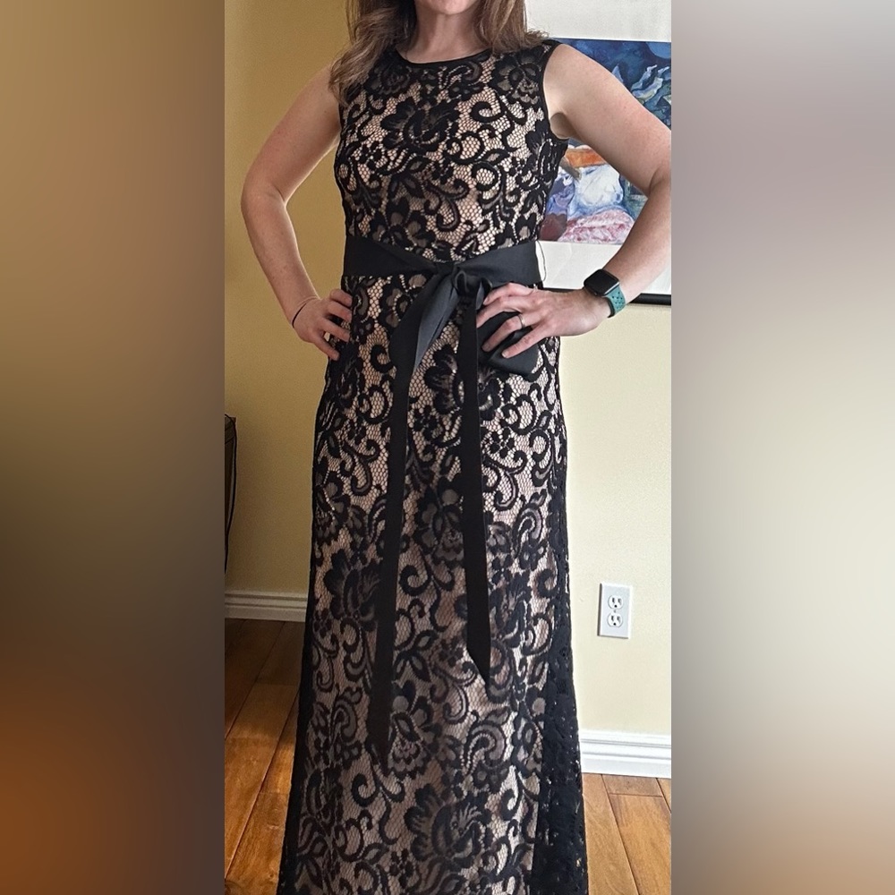 Betsy Adam black lace gown - size 6